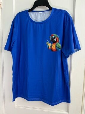 Blue Parrot Graphic Pet Bird T-Shirt